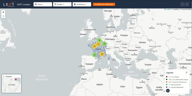 Page principale du Lext Locator